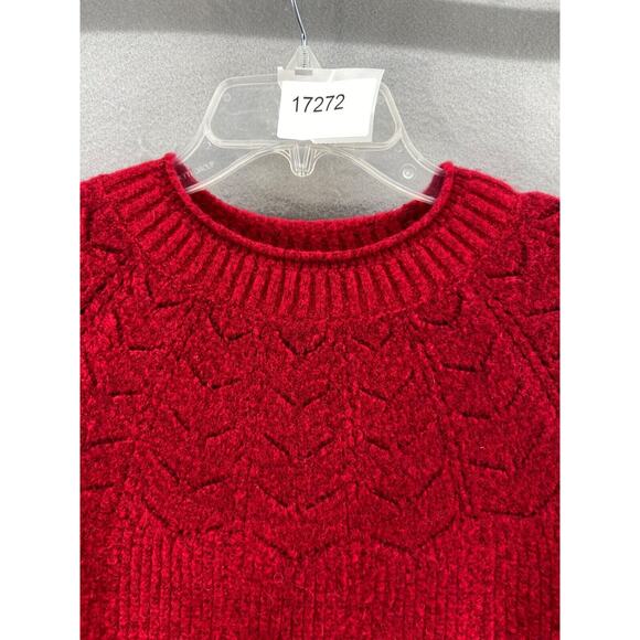 Talbots Petites Sweater Women Sz LP Red Crew Neck Chenille Feel Wool Alpaca - Picture 8 of 8